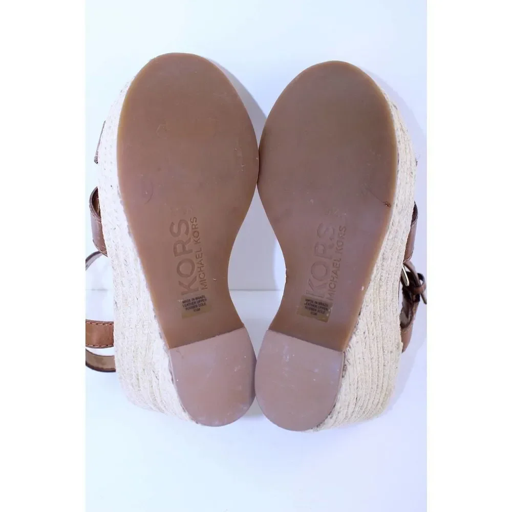 Michael Kors Violet Brown Leather Wedges Heels 9.5